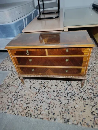 Cómoda Cajonera Vintage Madera y Cristal