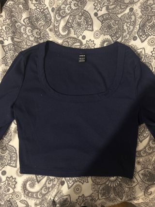 Top manga larga SHEIN azul talla S