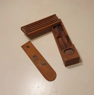 Plumier antiguo de madera 3 pisos