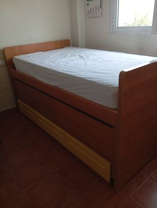 Cama nido con 2 colchones y 3 cajones