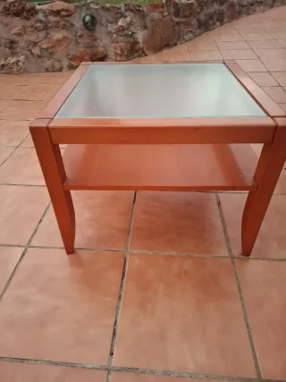 Mesita de salón madera y cristal