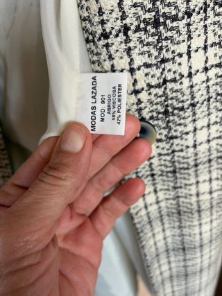 Abrigo largo LAZADA cuadros beige y negro