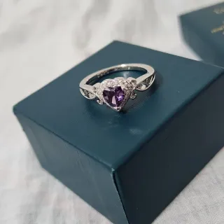 Anillo Plata Ley Corazón Circonitas Morado