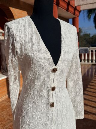 Vestido crochet blanco manga larga