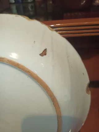 Antiguo plato cerámica esmaltada floral