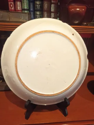 Antiguo plato cerámica esmaltada floral