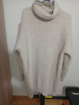 Jersey lana cuello alto beige