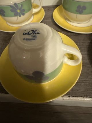 Juego 6 tazas porcelana con plato Arcopal