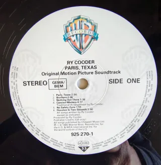 Vinile Ry Cooder "Paris, Texas" Prima Stampa 1985