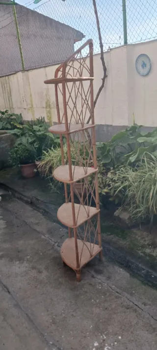 Estantería Rinconera Mimbre Beige