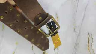 Cinturón Cuero Marrón Tachuelas Artesanal