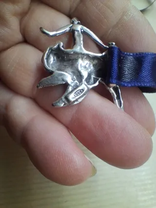 Segnalibro Argento 800 Cupido Fiocco Blu