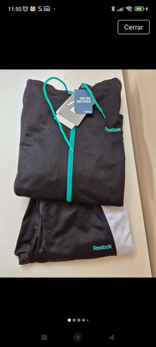 Chándal Reebok Talla M Negro y Turquesa
