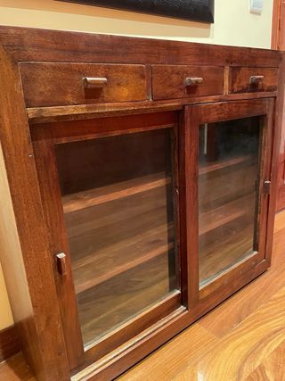 Aparador recibidor madera y cristal