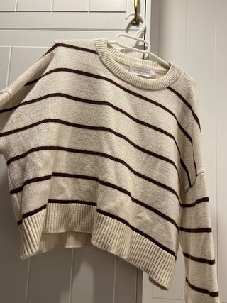 Jersey Stradivarius rayas beige/marrón Xs