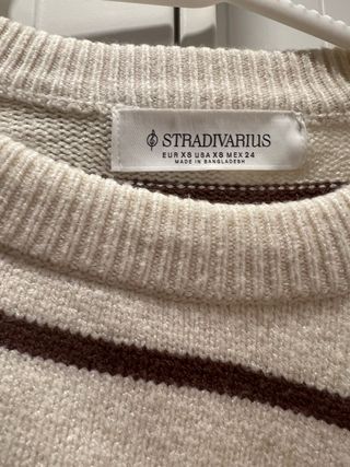 Jersey Stradivarius rayas beige/marrón Xs