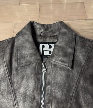 Giacca Moto Finta Pelle Grigia