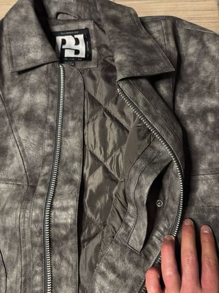 Giacca Moto Finta Pelle Grigia