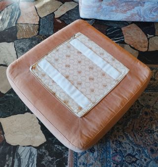 Pouf poggiapiedi cuscino velluto sfoderabile imbot