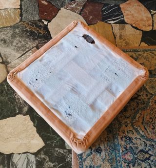 Pouf poggiapiedi cuscino velluto sfoderabile imbot