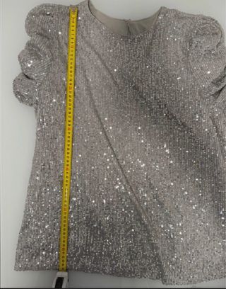 NUEVA.Blusa/Camiseta plateada lentejuelas.Talla XL
