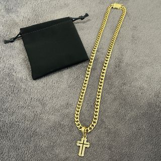 Cadena Cubana y Cruz Oro Laminado Hombre