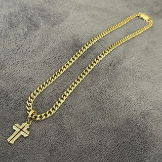 Cadena Cubana y Cruz Oro Laminado Hombre