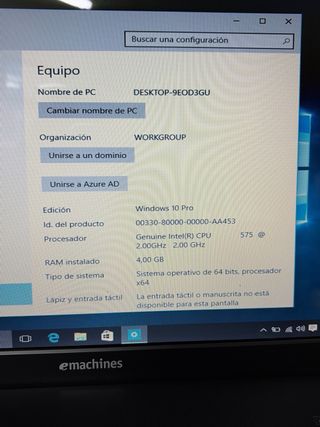 Portátil eMachines E520 4GB RAM