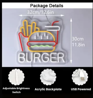 Lampada Neon LED "BURGER MENÙ"