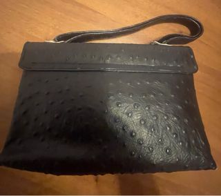Borsa pelle vintage nera
