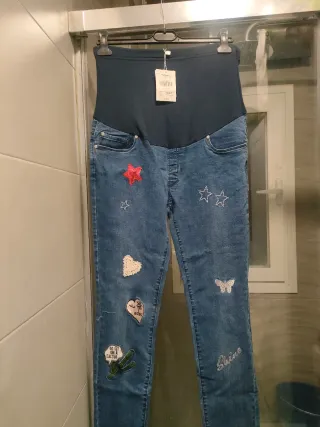 Pantalón premamá L con parches