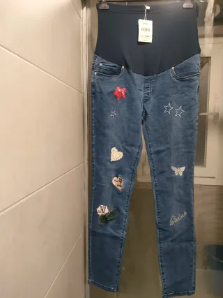 Pantalón premamá L con parches