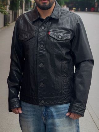 Levi’s Trucker Cazadora de Cuero Búfalo Talla M