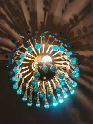 Lámpara Vintage Cristal Lágrimas Teal