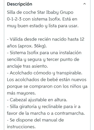 Silla coche Star Ibaby Grupo 1-2-3