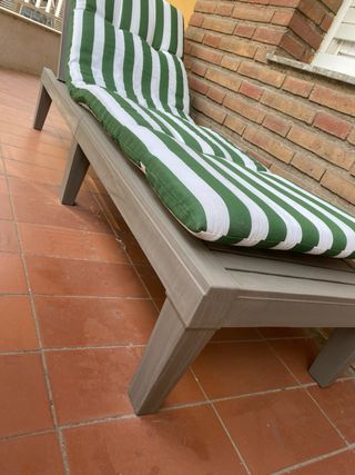 Tumbona plegable y cojín de rayas