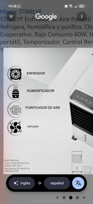 STARLYF Enfriador Aire Portátil 3 en 1.NUEVO,