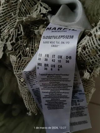 Vestido de fiesta marfil y verde