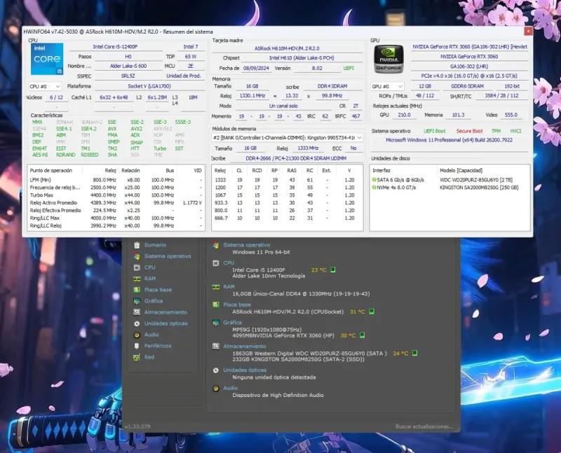 Pc Gaming I5-12400F 16Gb RTX 3060 12Gb afbeelding 9