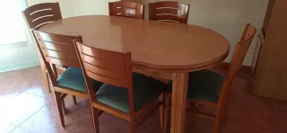 Mesa comedor + 6 sillas madera