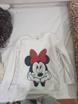 Camiseta Minnie Mouse Blanca Manga Larga