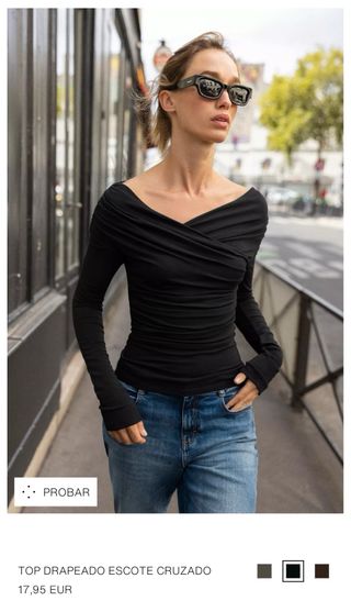 Top ZARA cruzado negro talla M