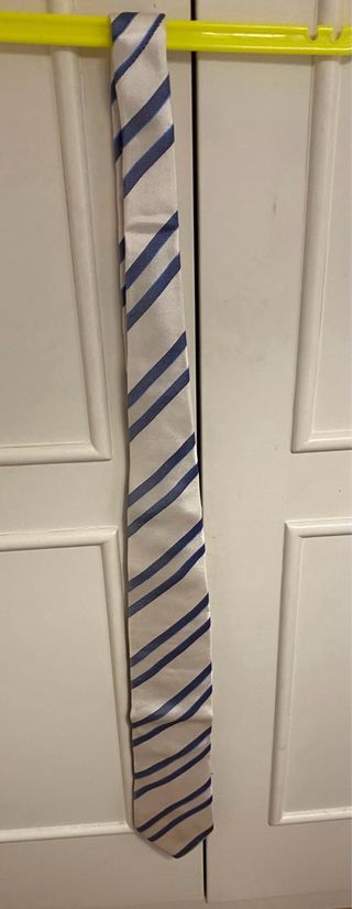 Cravatta Diva Panna e Blu Righe Fatta a Mano