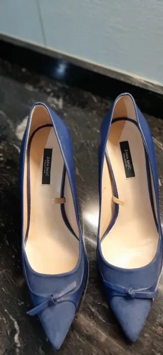 Zapatos Zara Basic Piel y Ante Talla 38