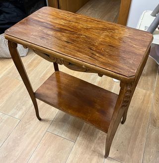 Mesa Auxiliar Vintage Tallada Madera