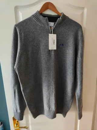 Jersey zip scotta gris con cremallera XL