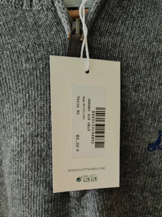 Jersey zip scotta gris con cremallera XL