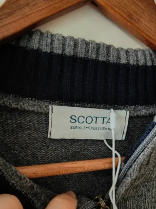 Jersey zip scotta gris con cremallera XL