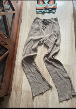 Pantalón Zara Beige/Gris Talla XS