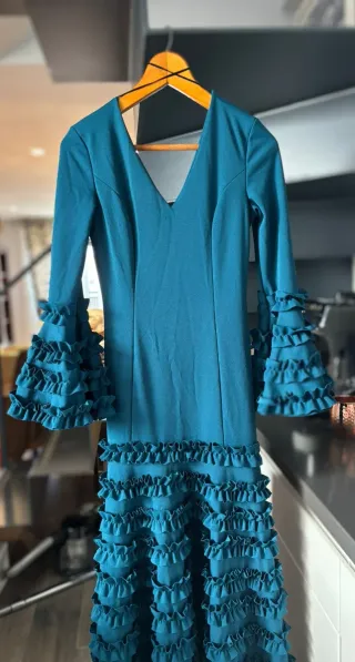 Vestido Flamenca Canastero Azul Petróleo